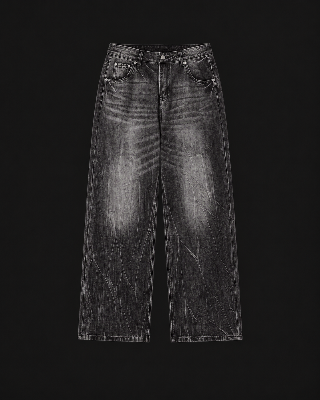 Jeansy Wide Wash czarno-szare