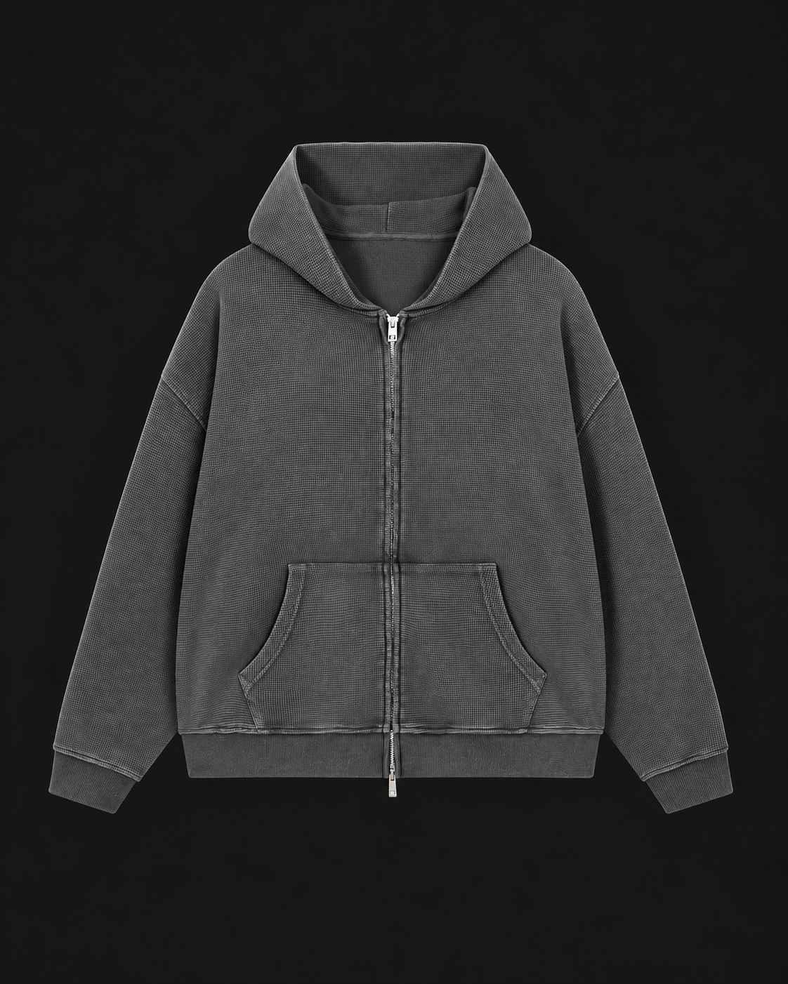 Bluza Zip Waffle – grafitowa