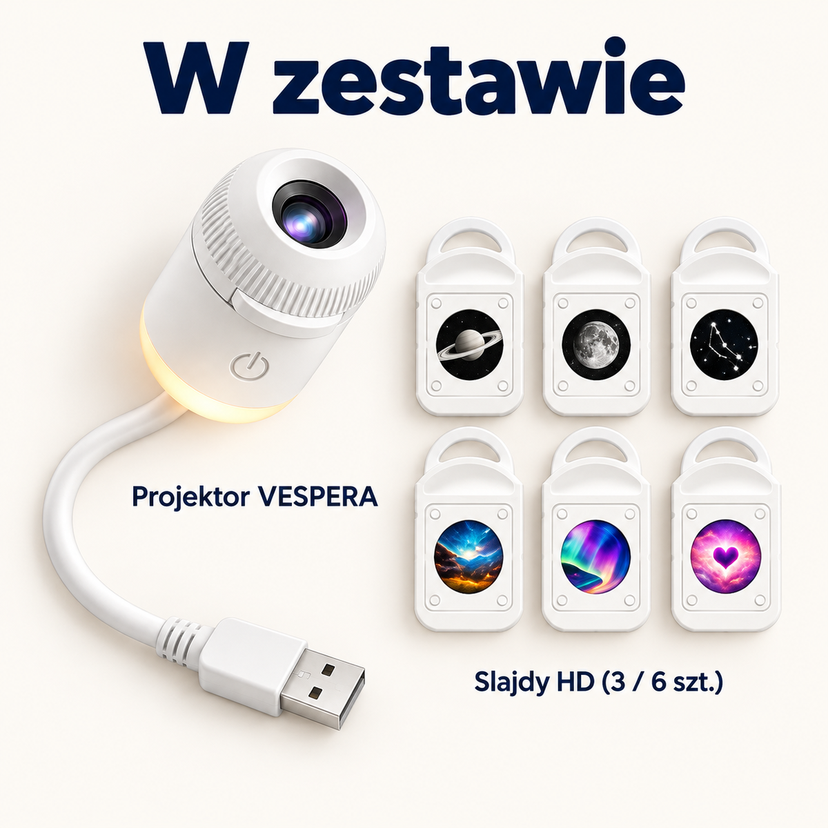 Projektor i zestaw 3 lub 6 slajdów